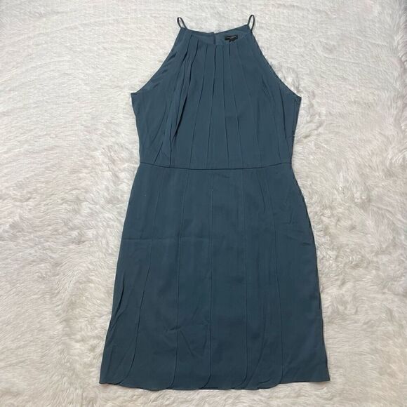 Ann Taylor Silk Blue Pleated Dress Formal Size 14 NWT MSRP $178 - Picture 2 of 11